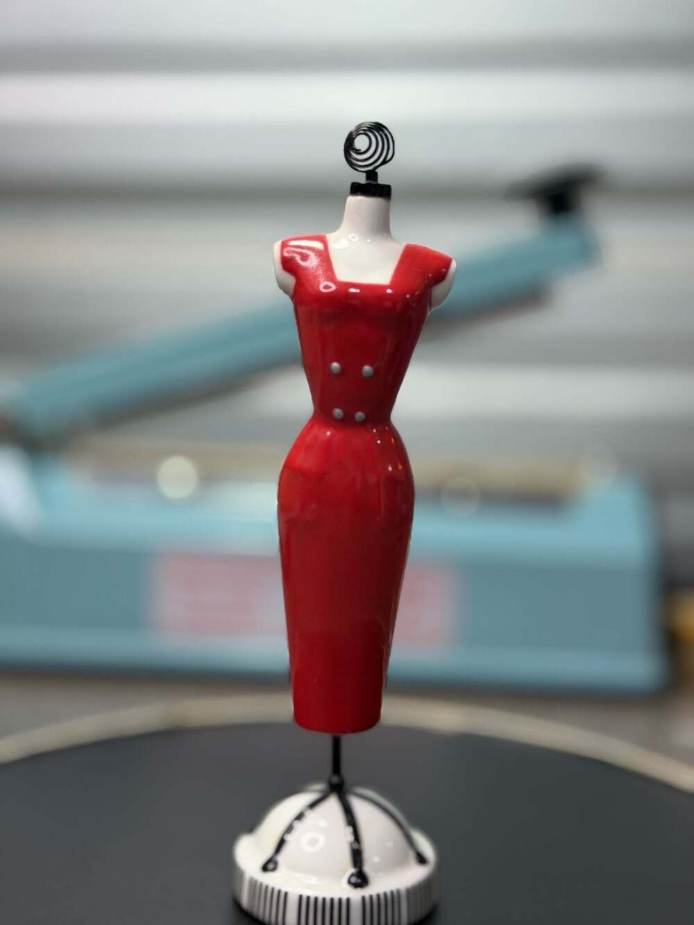 Barbie 45th Anniversary Red Dress Ceramic Figurine Photo Holder